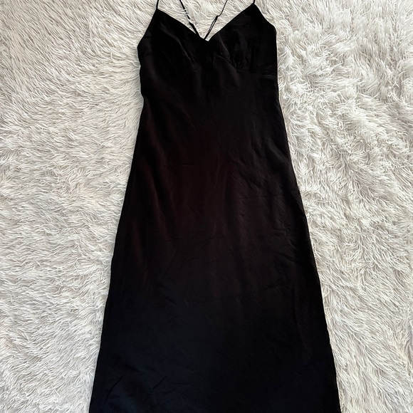 Madewell Crisscross Back Black V-neck Slip Midi Dress Size 0 (NWT) - Picture 13 of 14